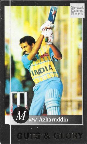 1998 Big Fun Bubble Gum Guts & Glory Cricket #1 Mohammad Azharuddin Front