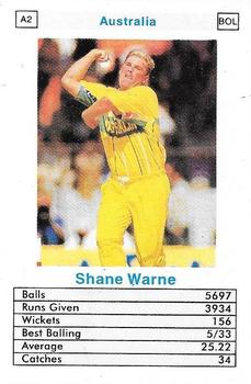 1998 Surana Top Trumps ODI Cricket Bowlers #A2 Shane Warne Front