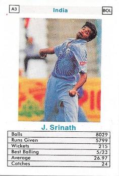 1998 Surana Top Trumps ODI Cricket Bowlers #A3 Javagal Srinath Front