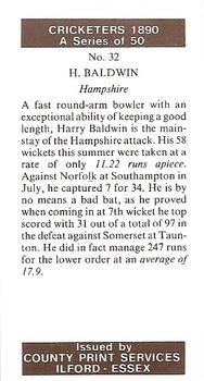 1989 County Print Services Cricketers 1890 #32 Harry Baldwin Back
