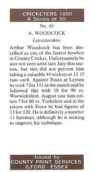 1989 County Print Services Cricketers 1890 #45 Arthur Woodcock Back