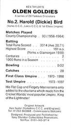 1998 Tony Sheldon Olden Goldies 20 Famous Cricketers #2 Harold Bird Back