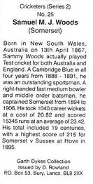 1999 D. Rowland Cricketers (Series 2) #25 Samuel M.J. Woods Back