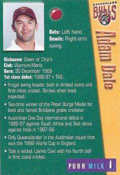 2000-01 Pura Milk Queensland Bulls #NNO Adam Dale Back