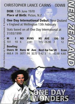 1999 Topdraw Cricketers One Day Wonders/One Day Masters #ODW8 Christopher Cairns Back