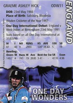 1999 Topdraw Cricketers One Day Wonders/One Day Masters #ODW11 Graeme Hick Back