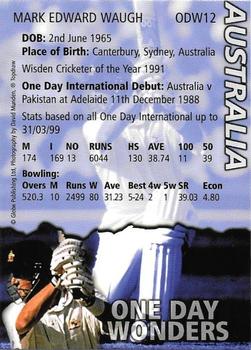 1999 Topdraw Cricketers One Day Wonders/One Day Masters #ODW12 Mark Waugh Back