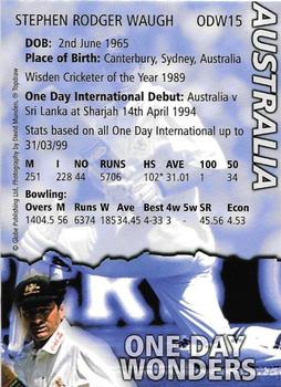 1999 Topdraw Cricketers One Day Wonders/One Day Masters #ODW15 Stephen Waugh Back