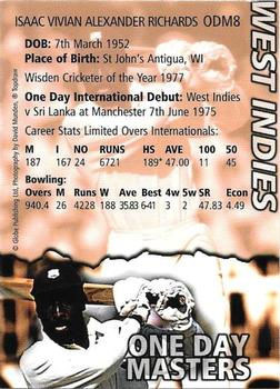 1999 Topdraw Cricketers One Day Wonders/One Day Masters #ODM8 Viv Richards Back