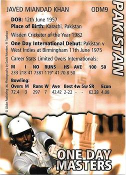 1999 Topdraw Cricketers One Day Wonders/One Day Masters #ODM9 Javed Miandad Back
