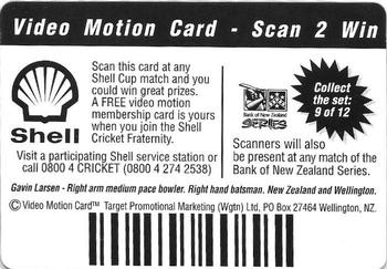 1997-98 Shell New Zealand Cricket Video Motion Cards #9 Gavin Larsen Back