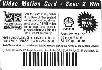 1997-98 Shell New Zealand Cricket Video Motion Cards #11 Daniel Vettori Back