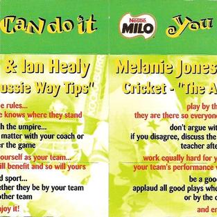 1999-00 Milo Cricket Collection Series 1 #1 Melanie Jones / Ian Healy Back