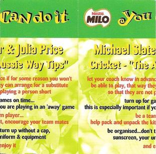 1999-00 Milo Cricket Collection #3 Michael Slater / Julia Price Back
