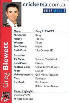 2000-01 South Australia Redbacks #NNO Greg Blewett Back