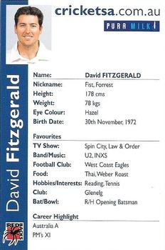 2000-01 South Australia Redbacks #NNO David Fitzgerald Back