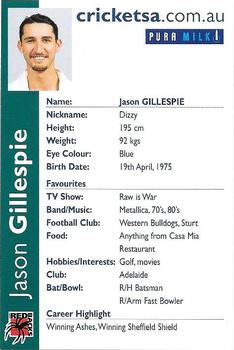 2000-01 South Australia Redbacks #NNO Jason Gillespie Back