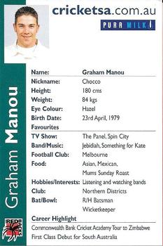 2000-01 South Australia Redbacks #NNO Graham Manou Back