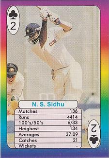 1999 Surana Supertop Trump Game Cricket Series 1 #2♣ Navjot Sidhu Front