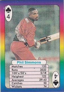 1999 Surana Supertop Trump Game Cricket Series 1 #4♣ Phil Simmons Front