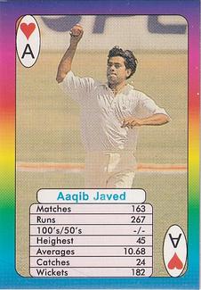 1999 Surana Supertop Trump Game Cricket Series 1 #A♥ Aaqib Javed Front