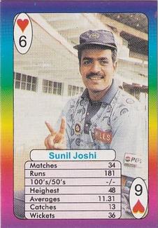 1999 Surana Supertop Trump Game Cricket Series 1 #6♥ Sunil Joshi Front