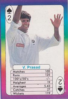 1999 Surana Supertop Trump Game Cricket Series 1 #2♠ Venkatesh Prasad Front