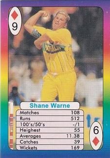 1999 Surana Supertop Trump Game Cricket Series 2 #9♦ Shane Warne Front