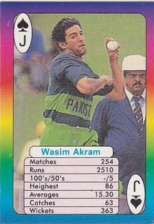 1999 Surana Supertop Trump Game Cricket Series 2 #J♠ Wasim Akram Front