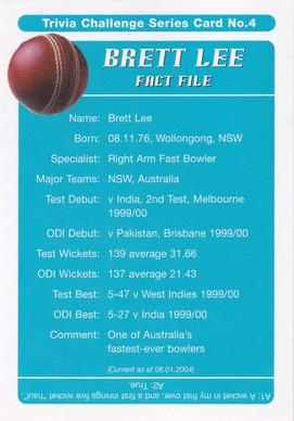 2004-05 Australian Cricket Board Trivia Challenge #4 Brett Lee Back