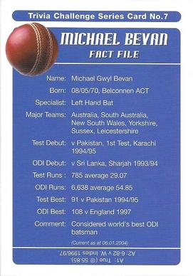 2004-05 Australian Cricket Board Trivia Challenge #7 Michael Bevan Back