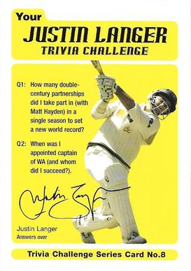 2004-05 Australian Cricket Board Trivia Challenge #8 Justin Langer Front
