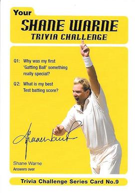 2004-05 Australian Cricket Board Trivia Challenge #9 Shane Warne Front