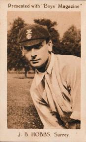 1922 Boys' Magazine Cricketers #NNO Jack Hobbs Front