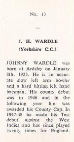 1958 National Spastics Society Famous County Cricketers #13 John Wardle Back