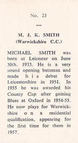 1958 National Spastics Society Famous County Cricketers #23 Mike Smith Back