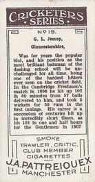 1926 J.A. Pattreiouex Cricketers #19 Gilbert Jessop Back