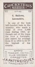 1926 J.A. Pattreiouex Cricketers #42 Charlie Hallows Back