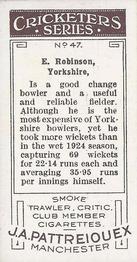 1926 J.A. Pattreiouex Cricketers #47 Emmott Robinson Back