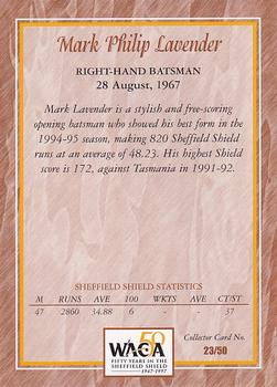 1997-98 Western Australia Cricket Limited Edition 50 Years In The Sheffield Shield Cricket #23 Mark Philip Lavender Back