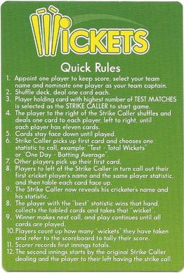 2004-05 Cricket Australia Wickets Cricket Game #NNO Rules Front