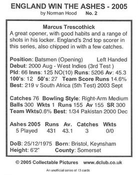 2005 Collectable Pictures The Ashes #2 Marcus Trescothick Back