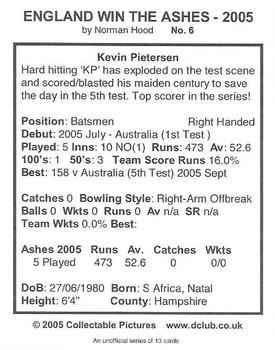 2005 Collectable Pictures The Ashes #6 Kevin Pietersen Back