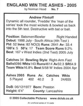 2005 Collectable Pictures The Ashes #7 Andrew Flintoff Back