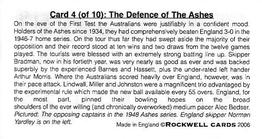 2006 Rockwell The 1948 Australians (Tobacco Size) #4 The Defence of The Ashes Back