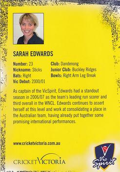 2007-08 Cricket Victoria #NNO Sarah Edwards Back