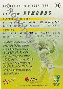 2008-09 Select Cricket Australia - Promo #58 Andrew Symonds Back