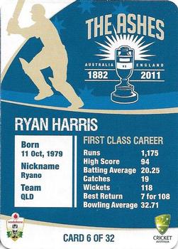 2010-11 Cricket Australia The Ashes 1882-2011 #6 Ryan Harris Back