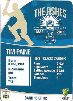 2010-11 Cricket Australia The Ashes 1882-2011 #16 Tim Paine Back