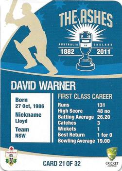 2010-11 Cricket Australia The Ashes 1882-2011 #21 David Warner Back